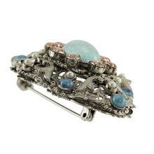 画像をギャラリービューアに読み込む, ブローチ ボヘミアングラス ラインストーン ブルー ピンク br129434
