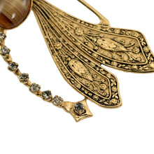 画像をギャラリービューアに読み込む, ブローチ ボヘミアングラス ラインストーン ブラウン グレー ゴールド とんぼ br153078
