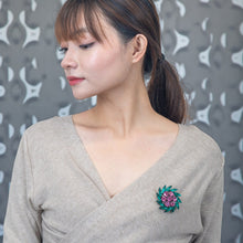 画像をギャラリービューアに読み込む, ブローチ ラインストーン ピンク グリーン br153080
