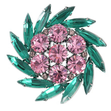 画像をギャラリービューアに読み込む, ブローチ ラインストーン ピンク グリーン br153080
