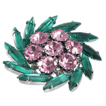画像をギャラリービューアに読み込む, ブローチ ラインストーン ピンク グリーン br153080
