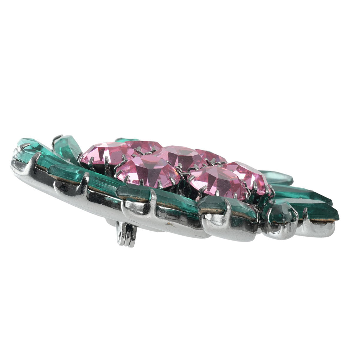 ブローチ ラインストーン ピンク グリーン br153080