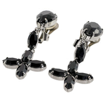 画像をギャラリービューアに読み込む, イヤリング ラインストーンブラック ハンギング フラワー er098548
