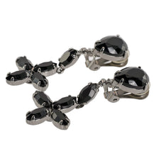 画像をギャラリービューアに読み込む, イヤリング ラインストーンブラック ハンギング フラワー er098548
