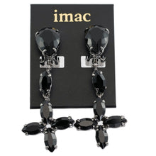 画像をギャラリービューアに読み込む, イヤリング ラインストーンブラック ハンギング フラワー er098548
