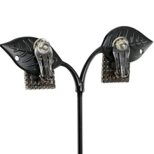 Load image into Gallery viewer, イヤリング ラインストーン ブラック レッド クリアカラー グレー スクエア 104701
