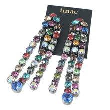 画像をギャラリービューアに読み込む, イヤリング ラインストーン レッド グリーン ブルー ブラウン ピンク ロング er123618
