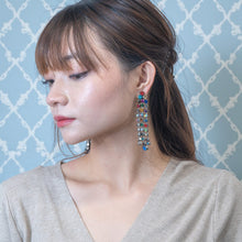 画像をギャラリービューアに読み込む, イヤリング ラインストーン レッド グリーン ブルー ブラウン ピンク ロング er123618

