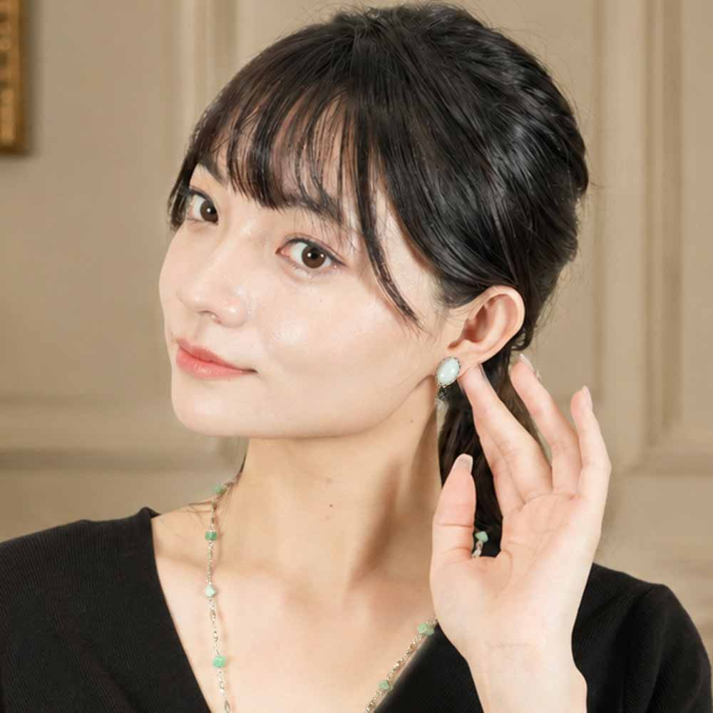 イヤリング 天然石 アクアマリン ブルー オーバル er148503