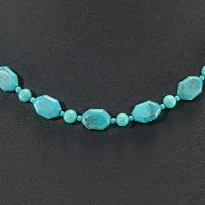 ネックレス 天然石 ターコイズ ブルー ジオメトリック 41cm nl150969