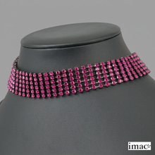 画像をギャラリービューアに読み込む, ネックレス チョーカー ラインストーン フューシャ ピンク 33cm nl086421
