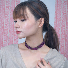 画像をギャラリービューアに読み込む, ネックレス チョーカー ラインストーン フューシャ ピンク 33cm nl086421
