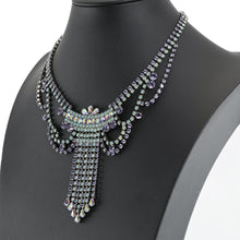 画像をギャラリービューアに読み込む, ネックレス ラインストーン パープル グリーン ハンギング ショート 39.5cm nl126307
