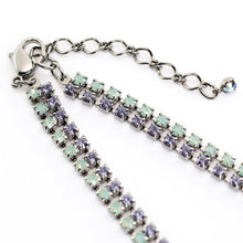 画像をギャラリービューアに読み込む, ネックレス ラインストーン パープル グリーン ハンギング ショート 39.5cm nl126307
