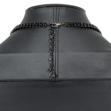 画像をギャラリービューアに読み込む, ネックレス ラインストーン ブラック ハンギング ボタニカル 37cm nl130590
