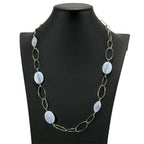 ネックレス 天然石 カルセドニー ブルー チェーン 70cm nl147559