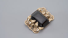 Load and play video in Gallery viewer, ブローチ ボヘミアングラス ブラック ゴールド ボタニカル 153072
