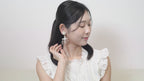 イヤリング ボヘミアングラス パール ホワイト クロス リーフ ロング 059303