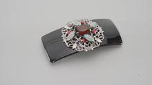 Load and play video in Gallery viewer, バレッタ ボヘミアングラス レッド グレー ブラック レース 留金8cm 149205
