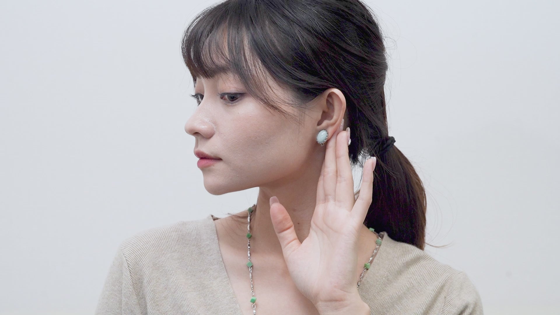 イヤリング 天然石 アクアマリン ブルー オーバル er148503