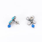 ピアス ラインストーン パール ブルー ホワイト フラワー 085074