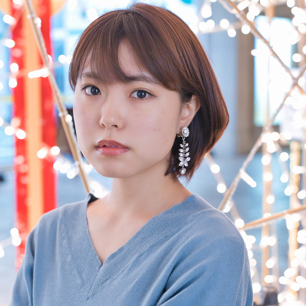 【乃木坂46着用】イヤリング ラインストーン パープル クリアカラー 087235