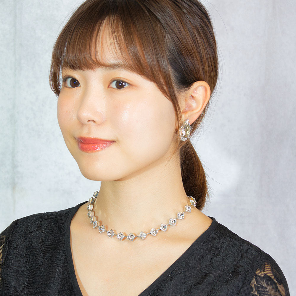 イマックのクリアカラー色のラインストーンネックレス