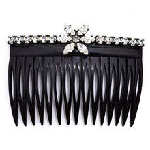 Load image into Gallery viewer, コーム ラインストーン ブラック クリアカラー フラワー 103873
