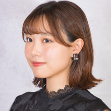 Load image into Gallery viewer, イヤリング ラインストーン ブラック レッド クリアカラー グレー スクエア 104701
