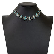 画像をギャラリービューアに読み込む, チョーカー ネックレス ラインストーン ブルー 32cm 132283
