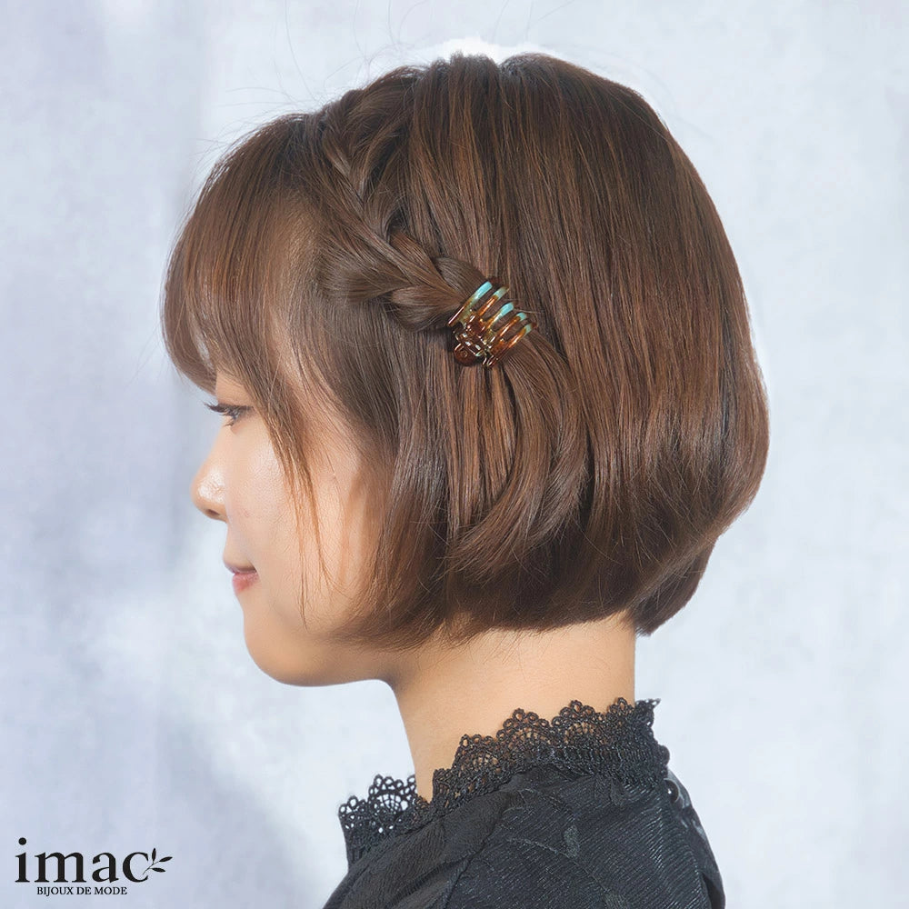 ヘアクリップ スターリリー ミニ 2個セット ラインストーン ブラック ブラウン