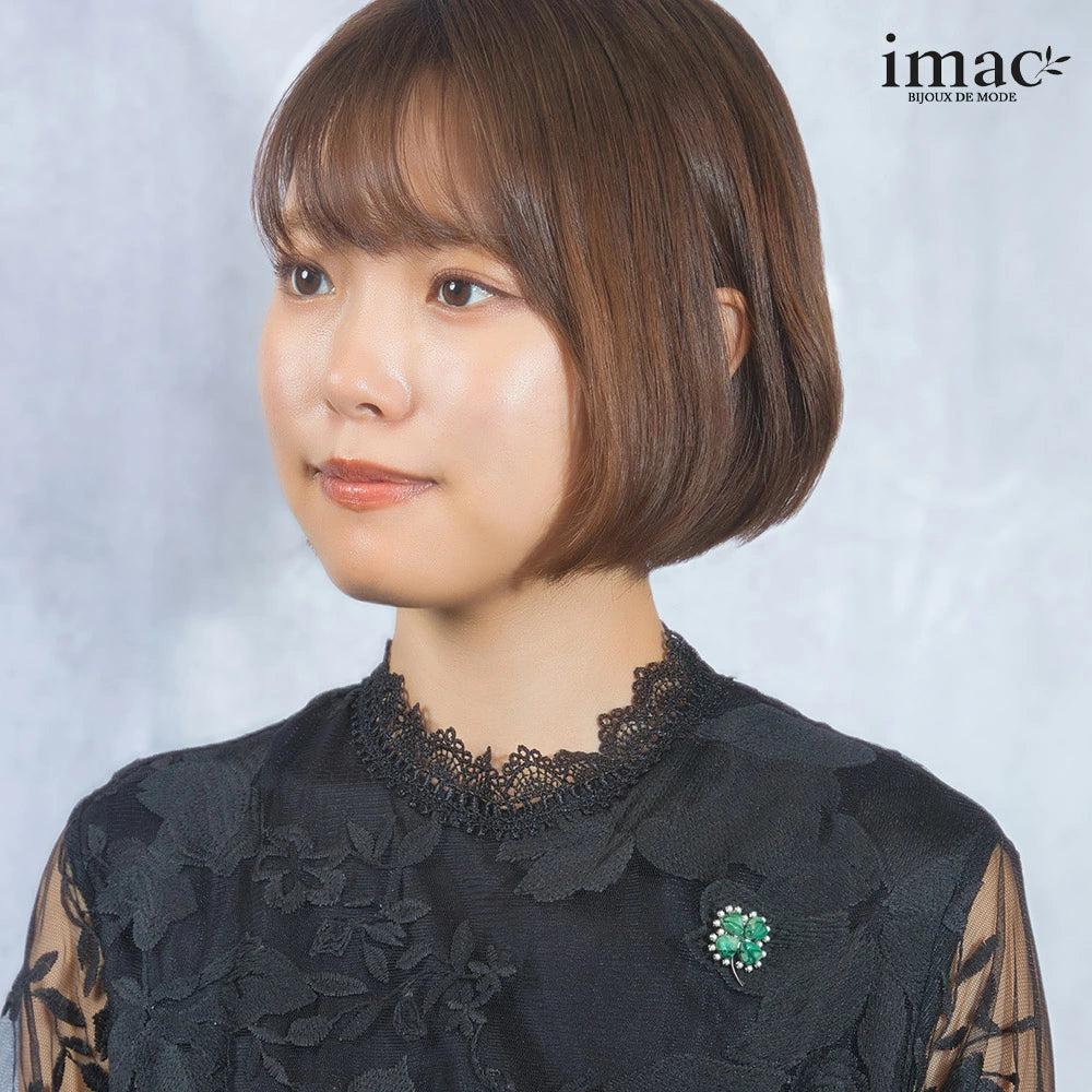 【雑誌掲載モデル】バッジ ボヘミアングラス クローバー グリーン 135139