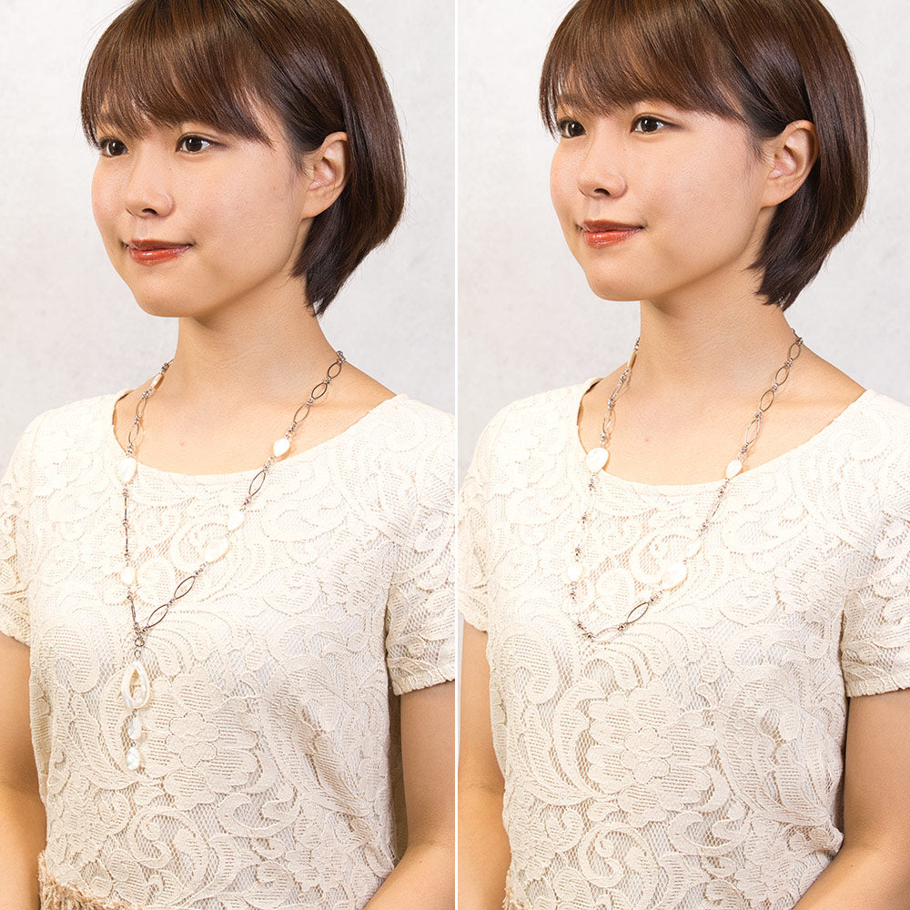白蝶貝の上品な光沢が美しい2WAYネックレス