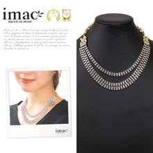 Load image into Gallery viewer, ネックレス ラインストーン パール 3連 ショート 41cm 143001
