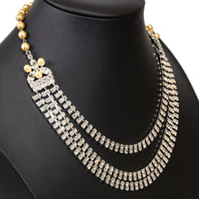 Load image into Gallery viewer, ネックレス ラインストーン パール 3連 ショート 41cm 143001
