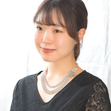 Load image into Gallery viewer, ネックレス ラインストーン パール 3連 ショート 41cm 143001
