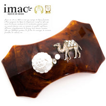 画像をギャラリービューアに読み込む, バレッタ パール ラインストーン ホワイト ブラウン クリアカラー ローズ らくだ 留金9cm 146923
