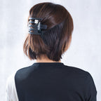 ヘアクリップ スターリリー 白蝶貝 ブラック ホワイト フラワー 147516