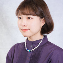 Load image into Gallery viewer, ネックレス 天然石 ターコイズ ラピスラズリ アメシスト ロードナイト ジェイド 淡水パール ローズクォーツ ブルー パープル ピンク ホワイト 39cm 148146
