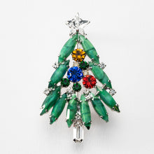 Load image into Gallery viewer, Brooch Rhinestone Christmas Tree Green Red Blue Yellow 149073
