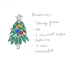 Load image into Gallery viewer, Brooch Rhinestone Christmas Tree Green Red Blue Yellow 149073
