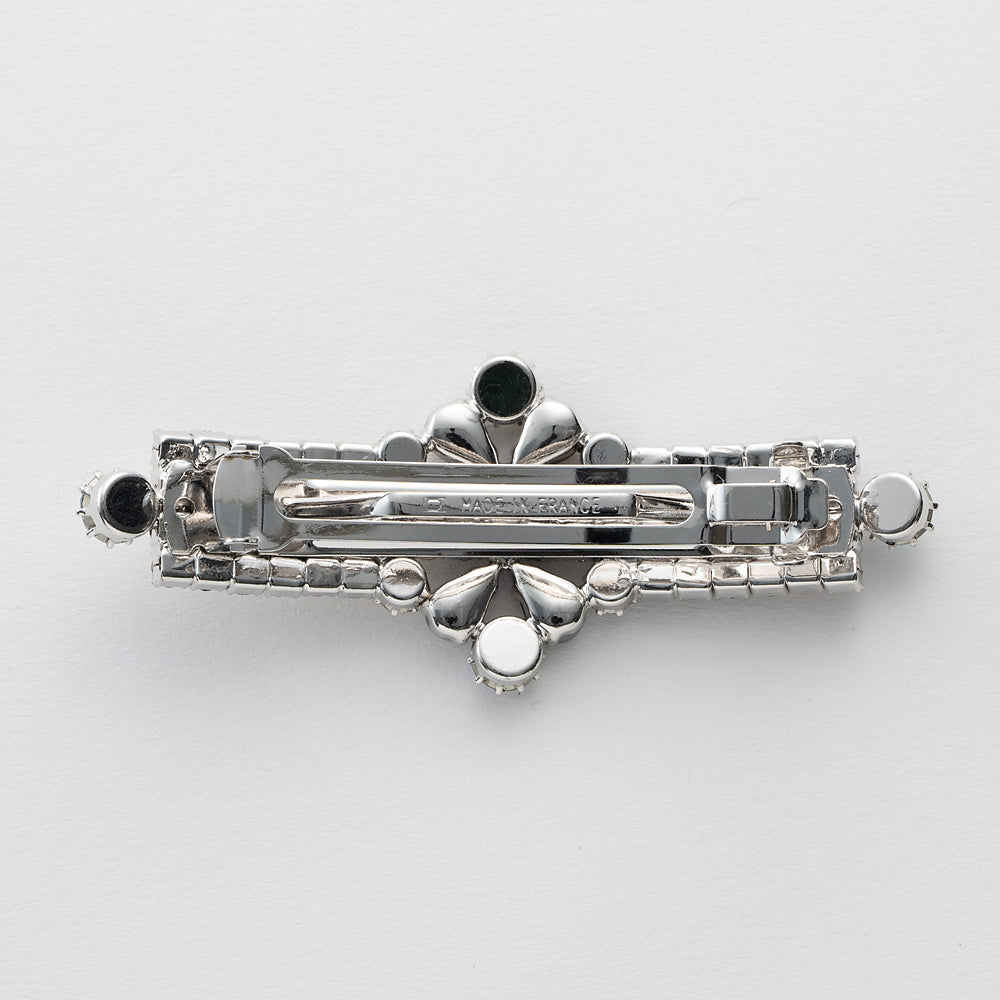 バレッタ ラインストーン スワロフスキー クリアカラー & パール / グレー