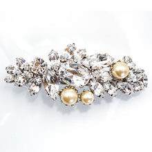 画像をギャラリービューアに読み込む, バレッタ ラインストーン パール クリアカラー ホワイト 留金6cm 149363
