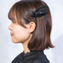 Load image into Gallery viewer, バレッタ 天然石 オニキス ブラック ローズ 留金9cm 149547
