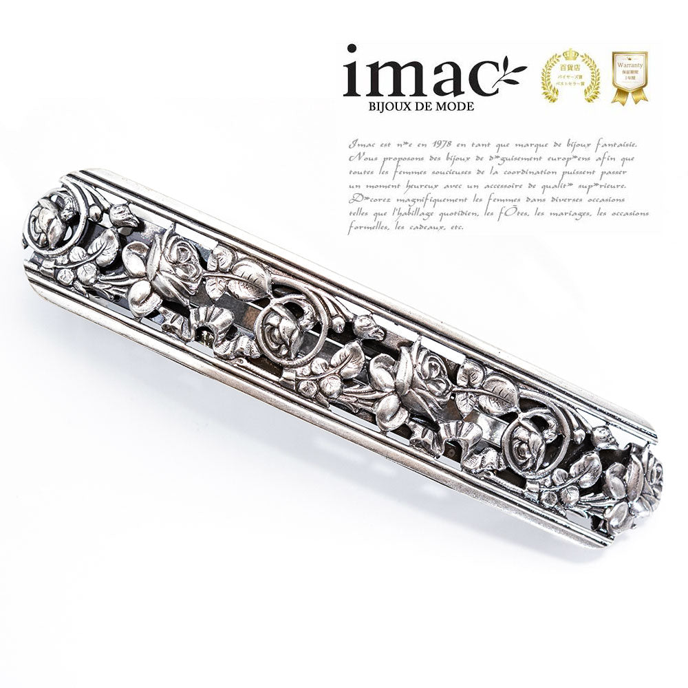 バレッタ レースメタル シルバー ローズ 留金8cm 149746 – イマック