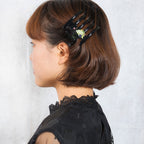 ヘアクリップ スターリリー ボヘミアングラス ラインストーン グリーン ブルー ピンク ブラック リーフ 149755