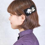白蝶貝とボヘミアングラス、淡水パールの組み合わせが華やかなヘアバレッタ