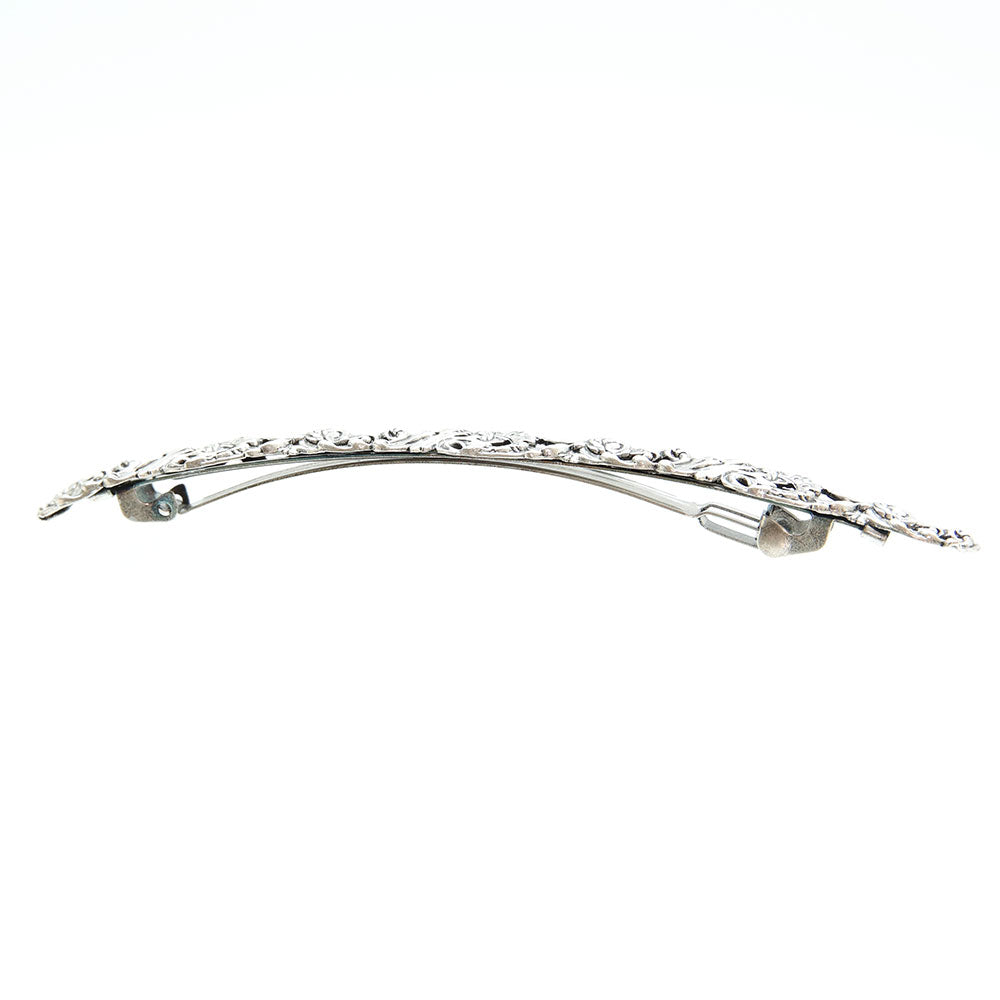 バレッタ レースメタル ボタニカル シルバー ロング 留金10cm 150332