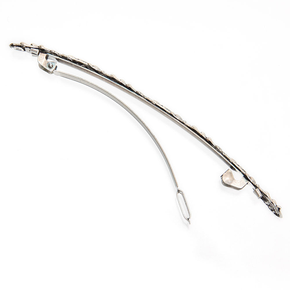 バレッタ レースメタル ボタニカル シルバー ロング 留金10cm 150332