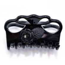 画像をギャラリービューアに読み込む, ヘアクリップ 天然石 オニキス ラインストーン ブラック ローズ 150657
